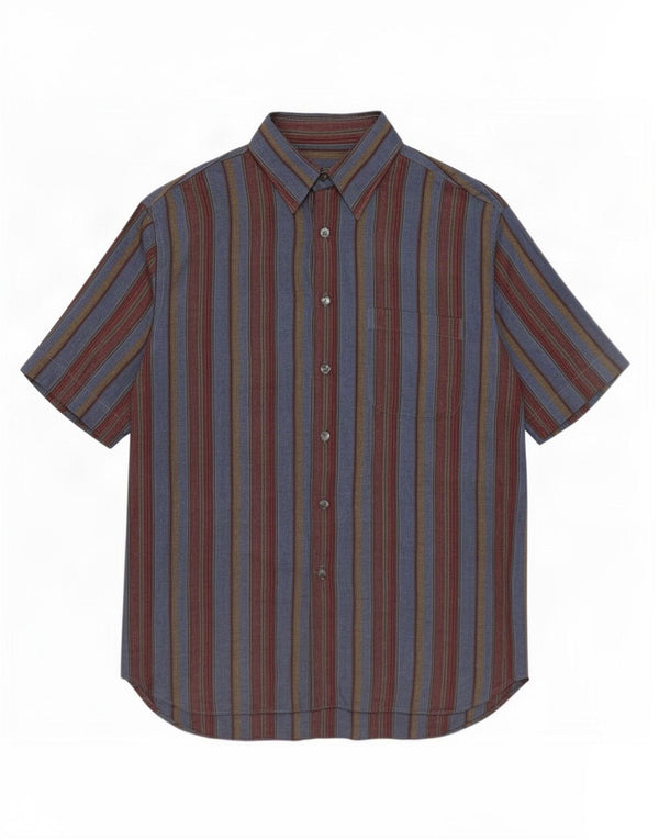 Vintage Mens Short Sleeve Shirt Medium Multicoloured Striped