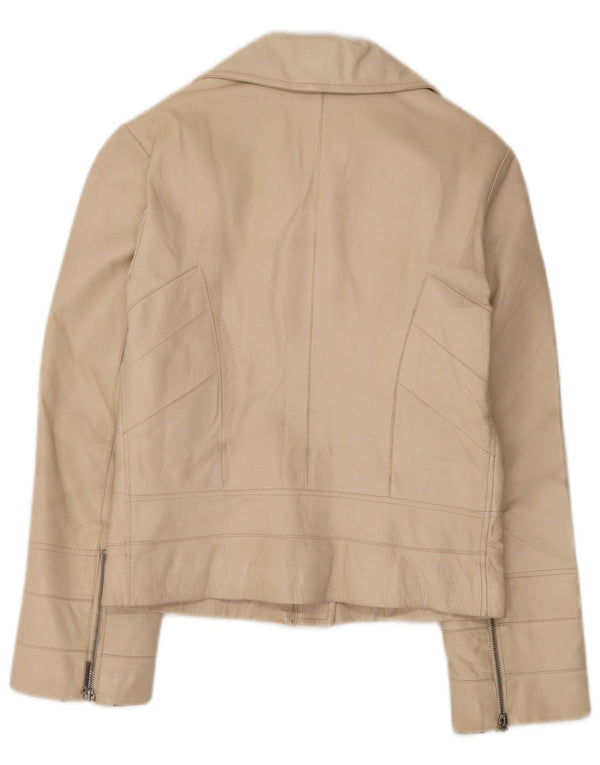 Conbipel Womens Leather Jacket IT 42 Medium Beige