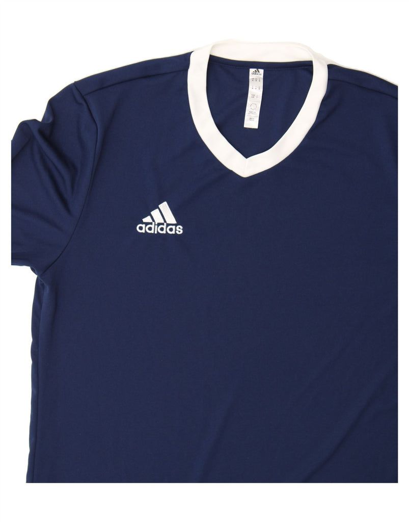 ADIDAS Mens T-Shirt Top Medium Navy Blue Polyester Vintage Adidas and Second-Hand Adidas from Messina Hembry 