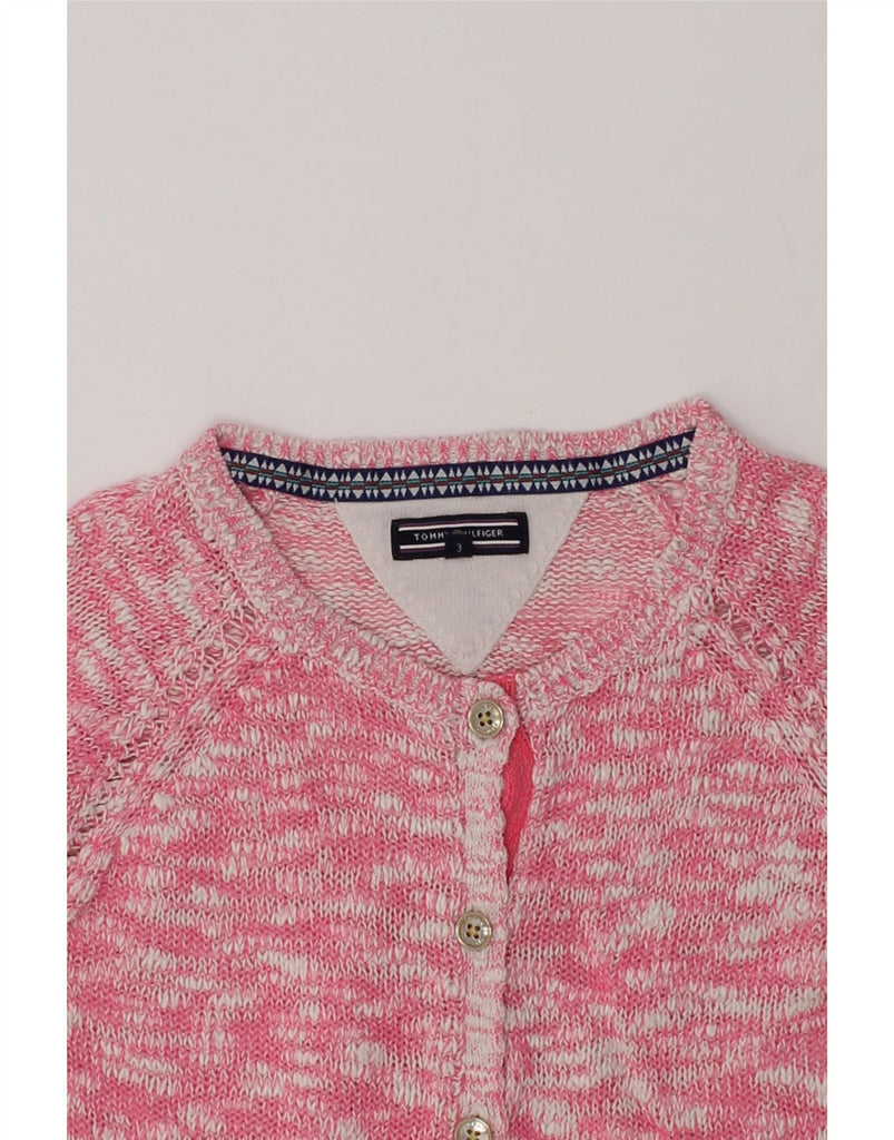 TOMMY HILFIGER Girls Cardigan Sweater 2-3 Years Pink Flecked | Vintage Tommy Hilfiger | Thrift | Second-Hand Tommy Hilfiger | Used Clothing | Messina Hembry 