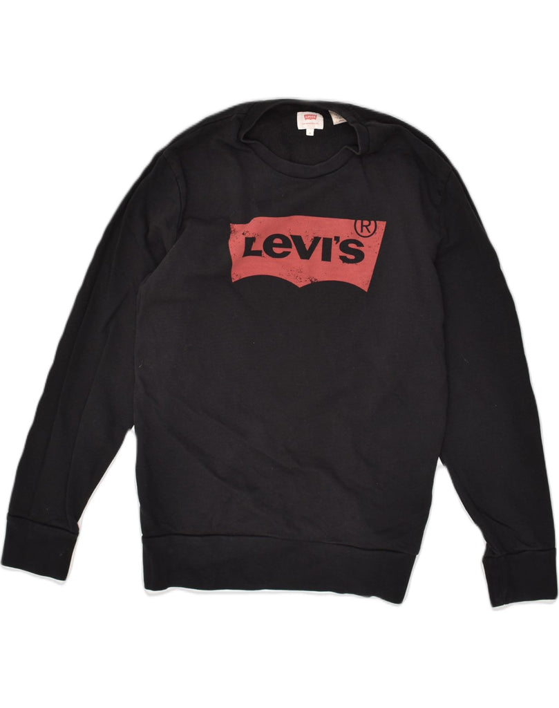 LEVI'S Mens Graphic Sweatshirt Jumper Small Black Cotton | Vintage Levi's | Thrift | Second-Hand Levi's | Used Clothing | Messina Hembry 