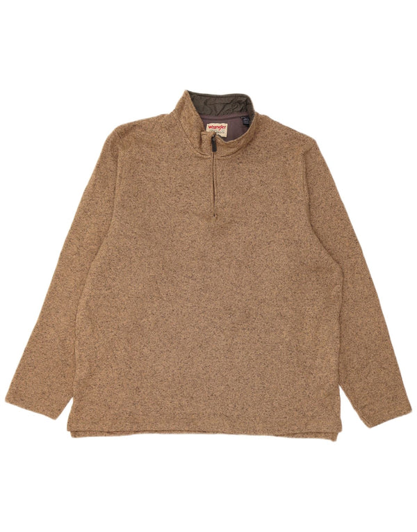 Wrangler Mens Zip Neck Sweatshirt Jumper XL Brown Flecked Polyester