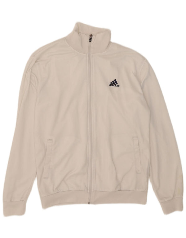 Adidas Mens Tracksuit Top Jacket Large White Polyester
