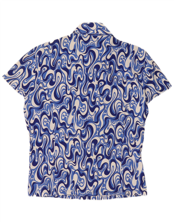 Naracamicee Mens Short Sleeve Shirt Large Blue Geometric Cotton