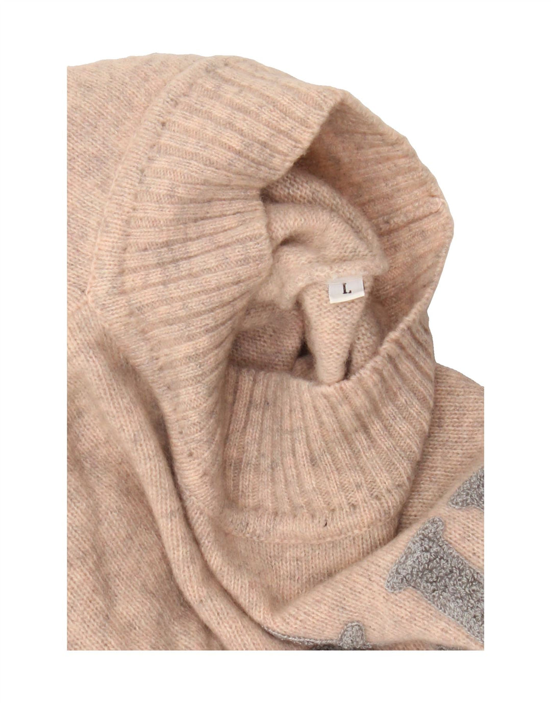 VINTAGE Womens Oversized Turtle Neck Jumper Sweater UK 16 Large Beige Vintage Vintage and Second-Hand Vintage from Messina Hembry 