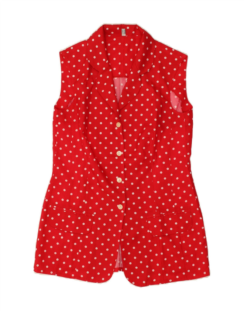 VINTAGE Womens 4 Button Sleeveless Blazer Jacket UK 10 Small Red Polka Dot | Vintage Vintage | Thrift | Second-Hand Vintage | Used Clothing | Messina Hembry 