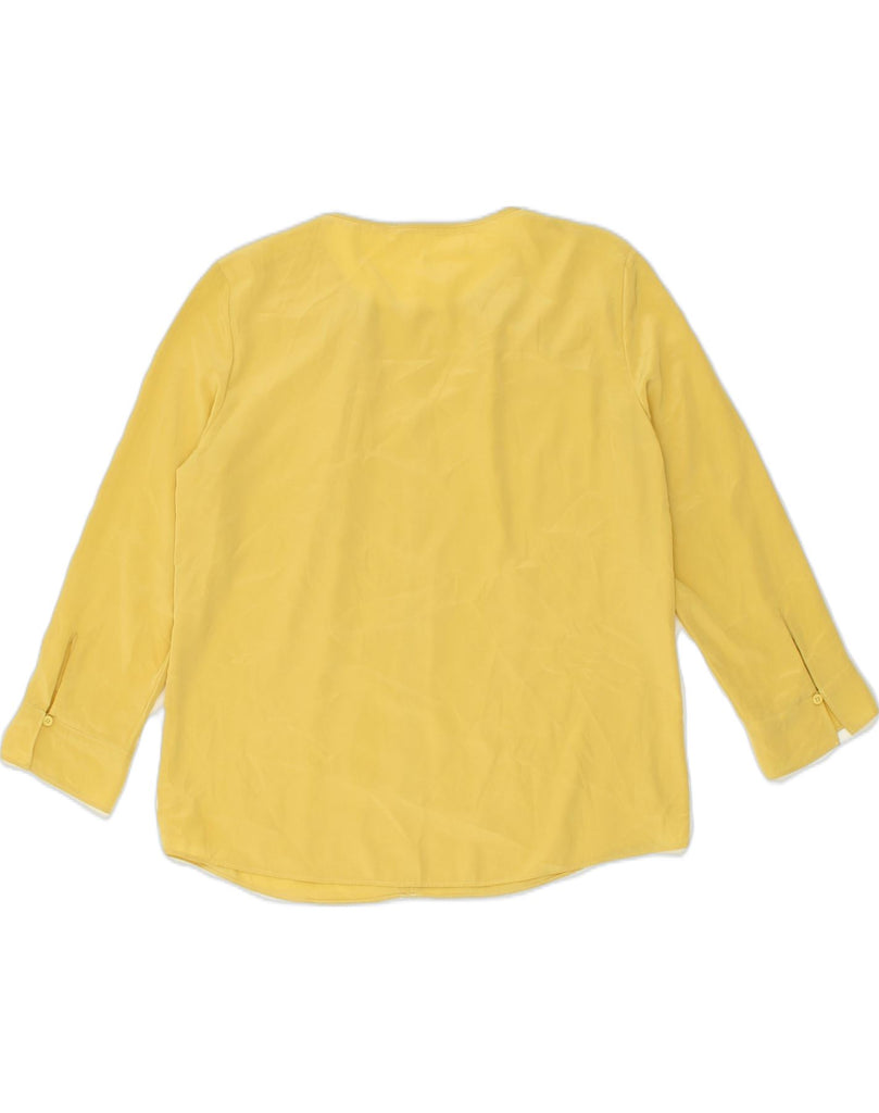 VINTAGE Womens Long Sleeve Blouse Top UK 14 Medium Yellow Polyester | Vintage Vintage | Thrift | Second-Hand Vintage | Used Clothing | Messina Hembry 