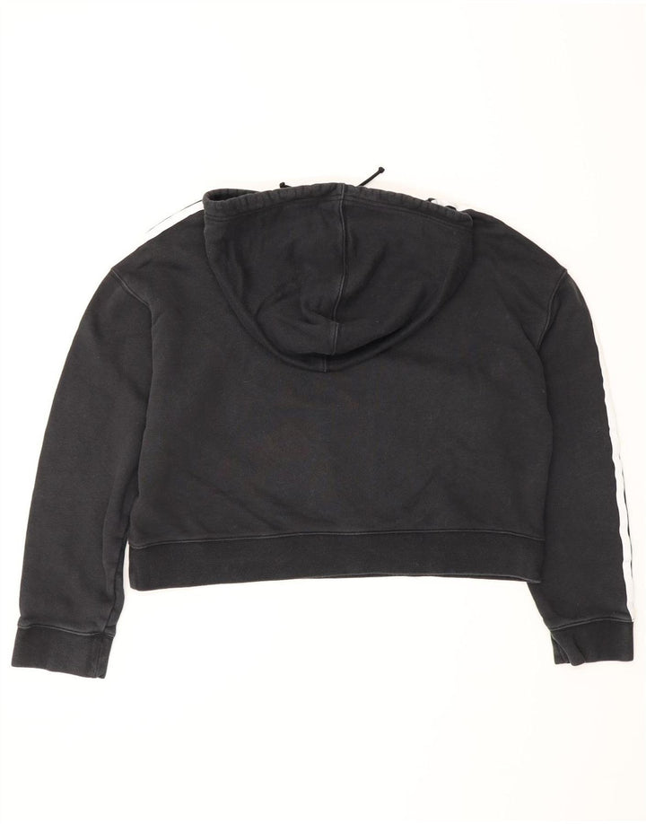Adidas Womens Crop Oversized Hoodie Jumper UK 12 Medium  Black