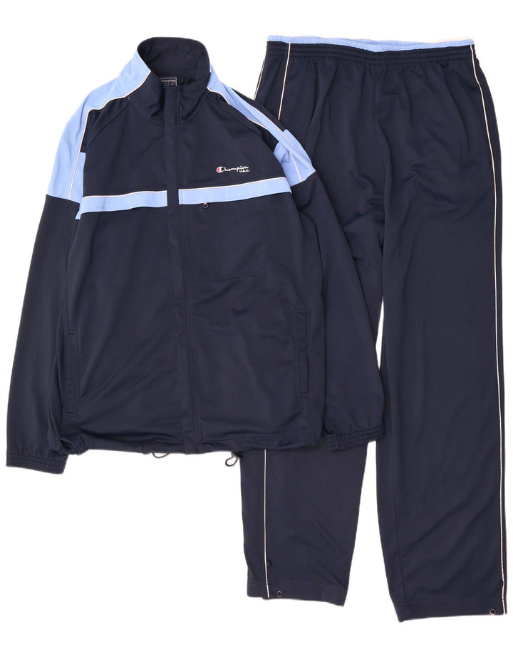 Champion Mens Full Tracksuit Large Navy Blue Colourblock