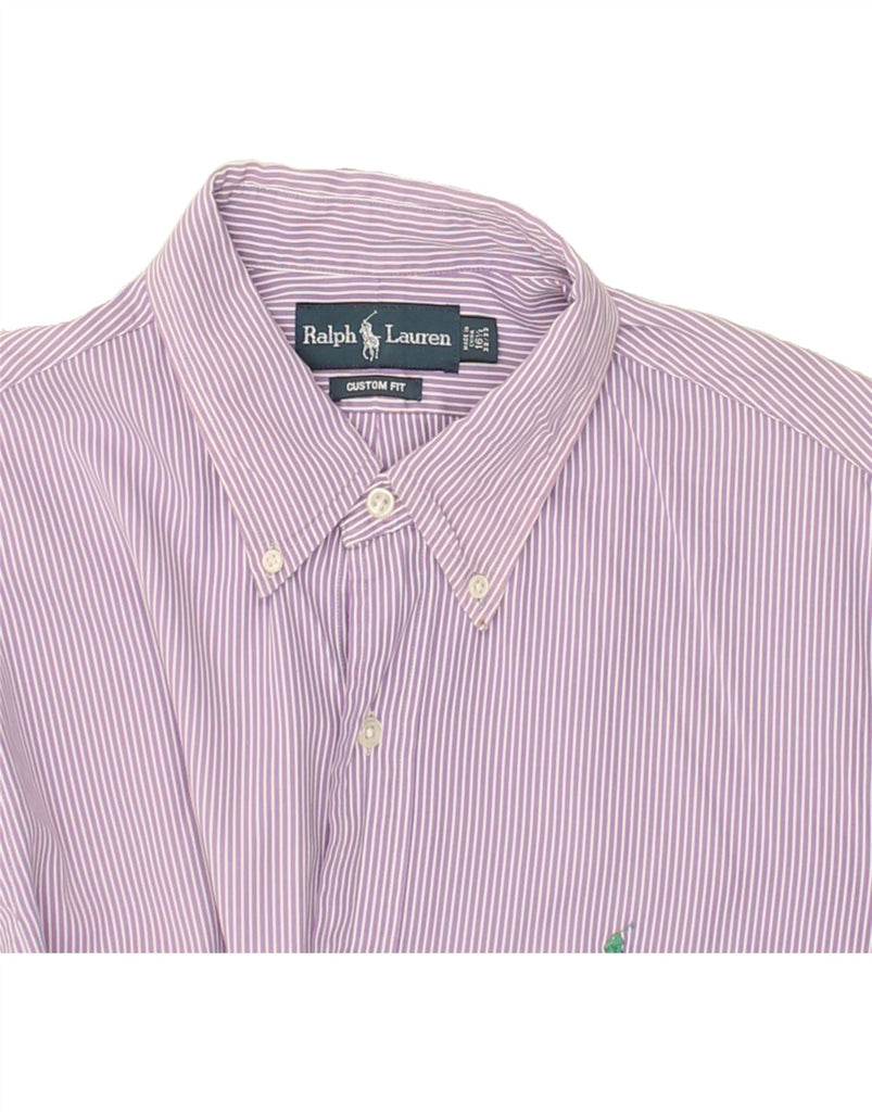 RALPH LAUREN Mens Custom Fit Shirt Size 16 1/2 Large Purple Pinstripe | Vintage Ralph Lauren | Thrift | Second-Hand Ralph Lauren | Used Clothing | Messina Hembry 