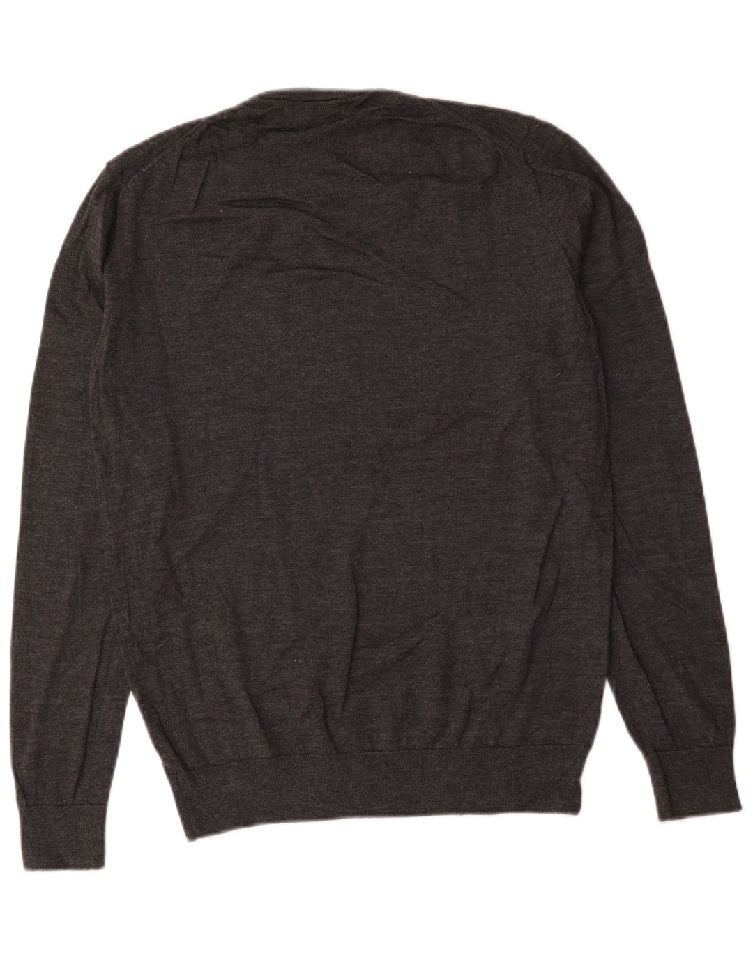 Zara Mens Crew Neck Jumper Sweater Large Grey Wool