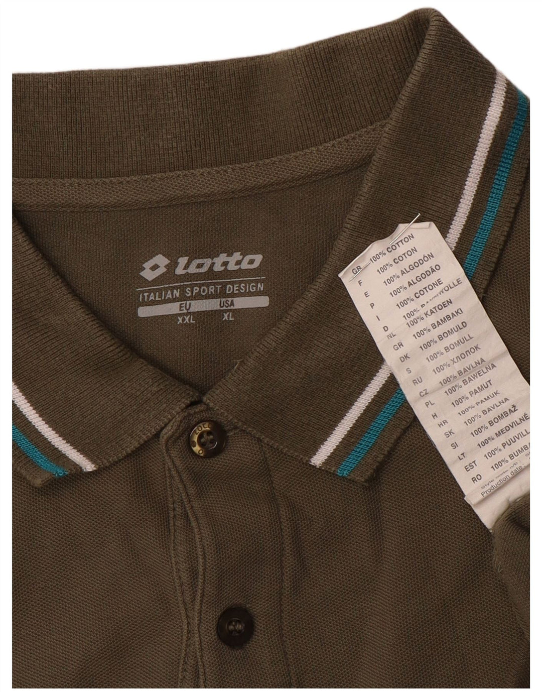 Lotto Mens Polo Shirt XL Khaki Cotton