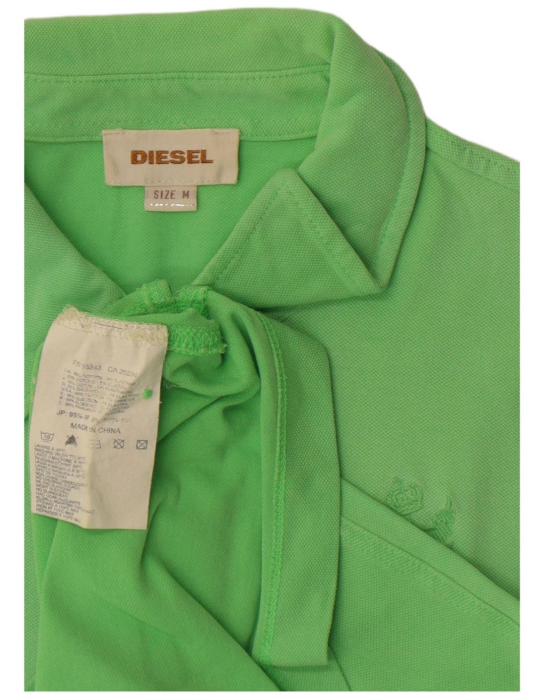 DIESEL Womens Polo Shirt UK 14 Medium Green Cotton