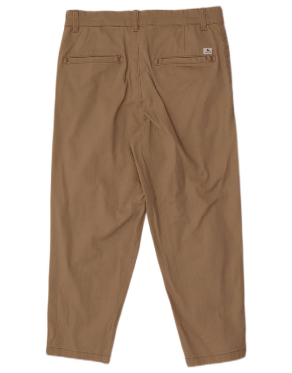 Jack & Jones Mens Tapered Cropped Trousers W30 L24 Beige Cotton