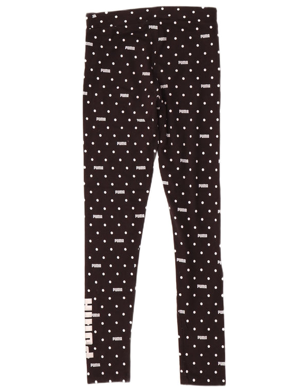 PUMA Girls Graphic Leggings 13-14 Years Black Spotted Cotton