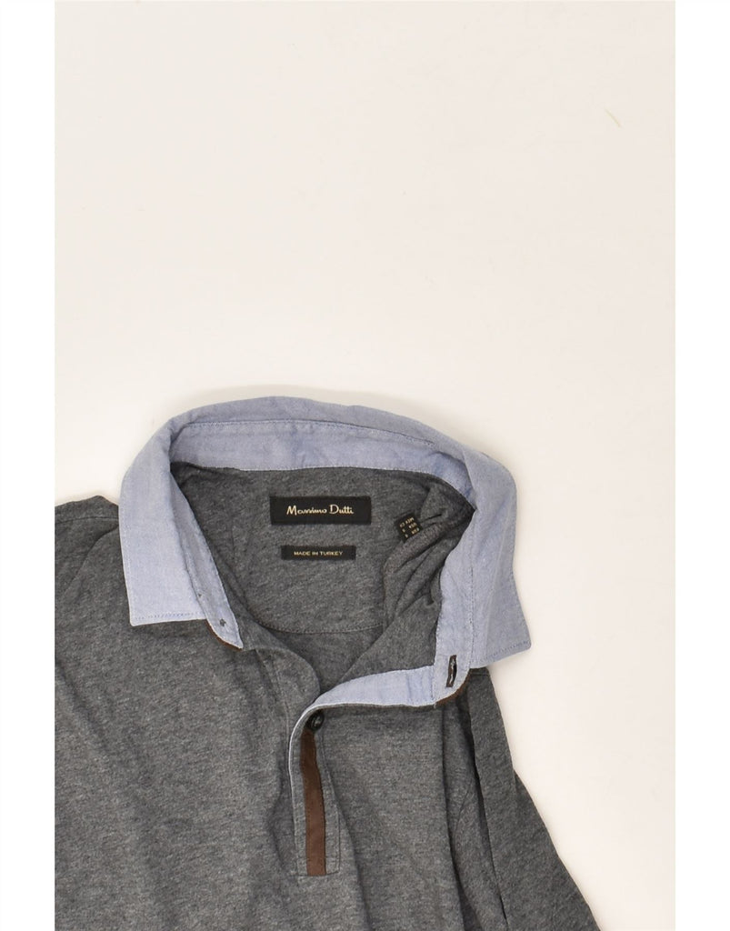 MASSIMO DUTTI Mens Long Sleeve Polo Shirt Small Grey Cotton | Vintage Massimo Dutti | Thrift | Second-Hand Massimo Dutti | Used Clothing | Messina Hembry 