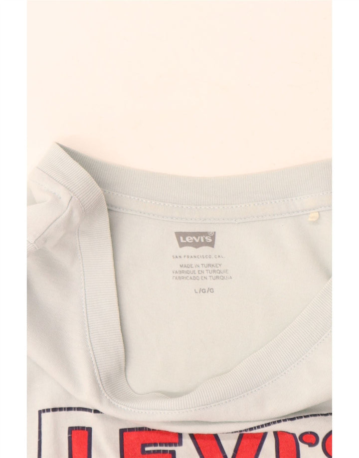 Levi's Womens Crop Graphic Vest Top UK 16 Large Blue Cotton