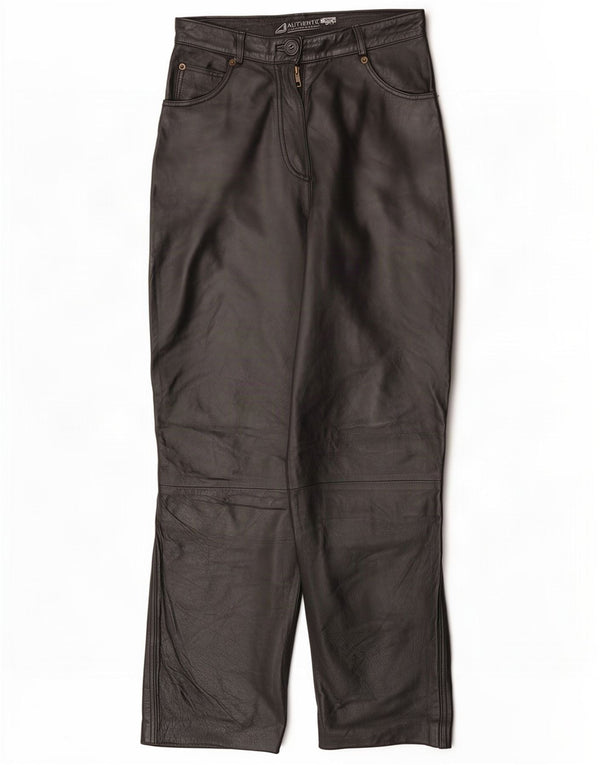 Authentic Womens Straight Leather Trousers EU 38 Medium W28 L30 Black