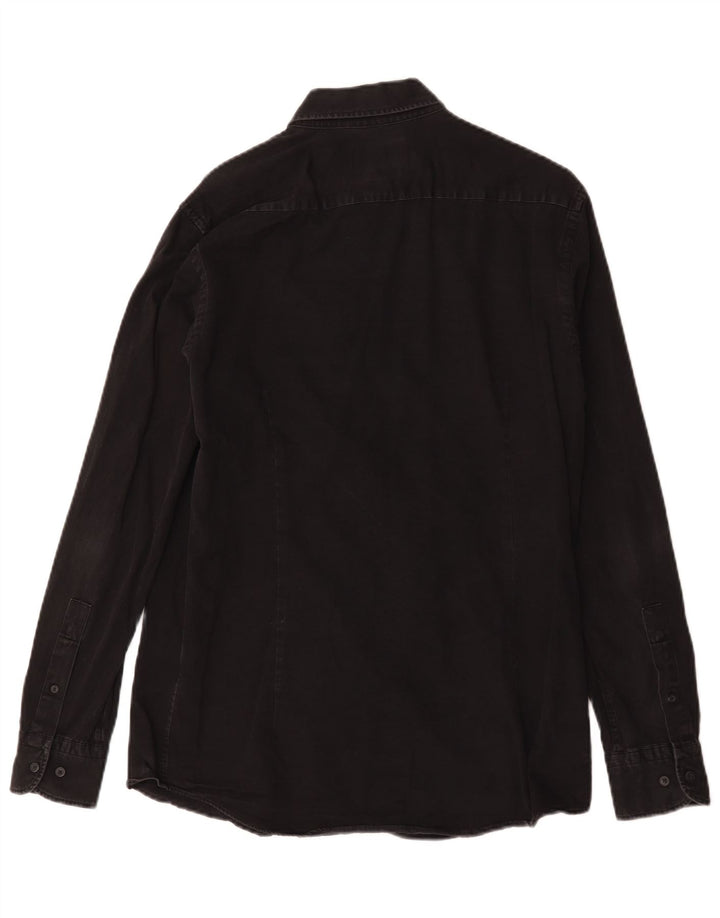 Massimo Dutti Mens Denim Shirt Medium Black Cotton