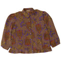 Sommermann Womens 3/4 Sleeve Shirt Blouse EU 40 Medium Brown Paisley