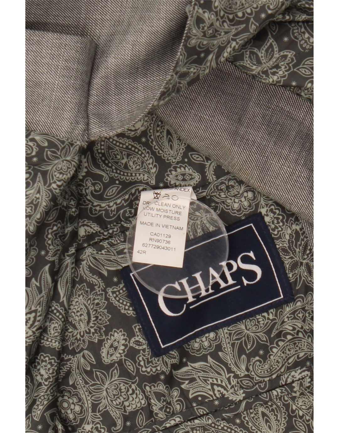 Chaps Mens 2 Button Blazer Jacket UK 40 Large Grey Chevron Polyester