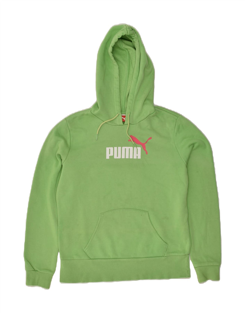 PUMA Womens Graphic Hoodie Jumper UK 14 Large  Green Cotton | Vintage Puma | Thrift | Second-Hand Puma | Used Clothing | Messina Hembry 