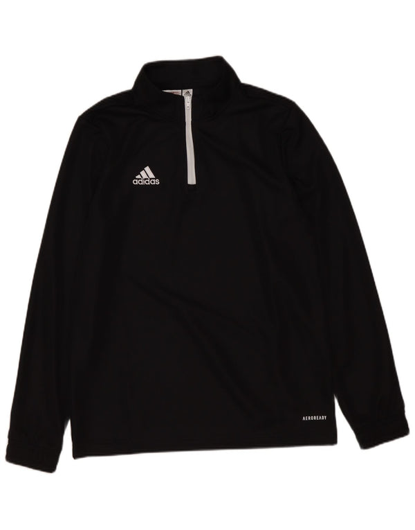 Adidas Boys Aeroready Zip Neck Pullover Tracksuit Top 11-12 Years Black