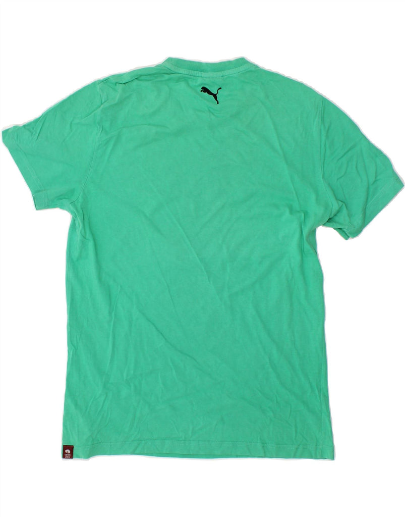 PUMA Mens Graphic T-Shirt Top Medium Green Cotton | Vintage Puma | Thrift | Second-Hand Puma | Used Clothing | Messina Hembry 