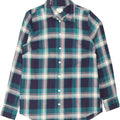 CREW Womens Flannel Shirt UK 10 Small Navy Blue Check Cotton Vintage Crew and Second-Hand Crew from Messina Hembry 