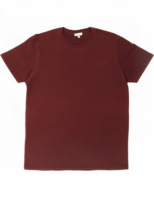 Reiss Mens T-Shirt Top Large Burgundy Cotton