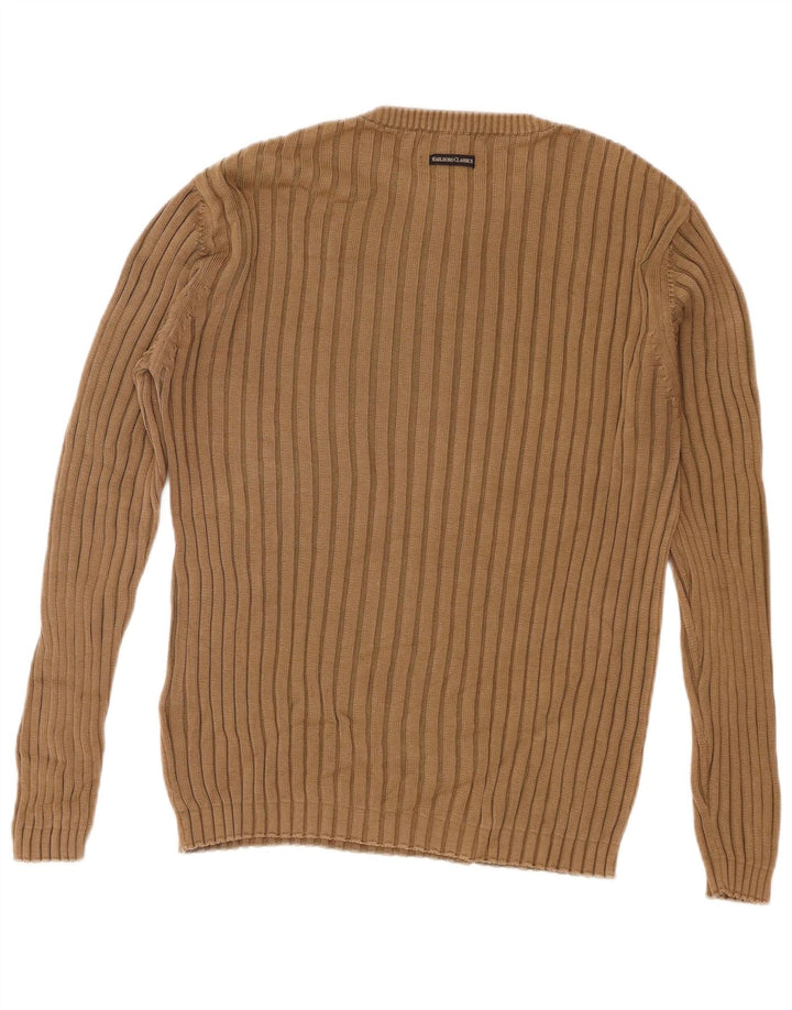Marlboro Classics Mens Crew Neck Jumper Sweater Medium Brown Cotton