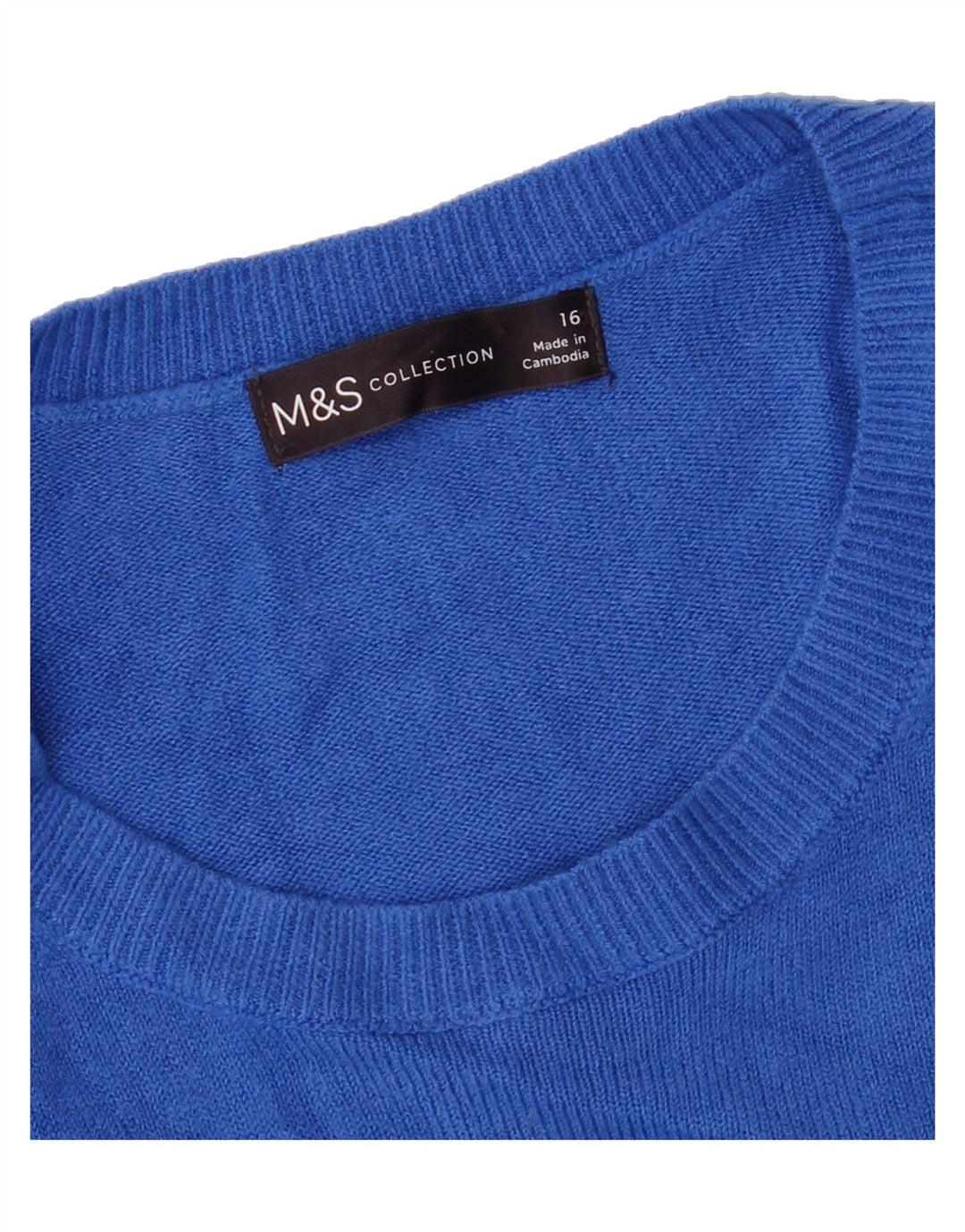 MARKS & SPENCER Womens Crew Neck Jumper Sweater UK 16 Large Blue Acrylic Vintage Marks & Spencer and Second-Hand Marks & Spencer from Messina Hembry 