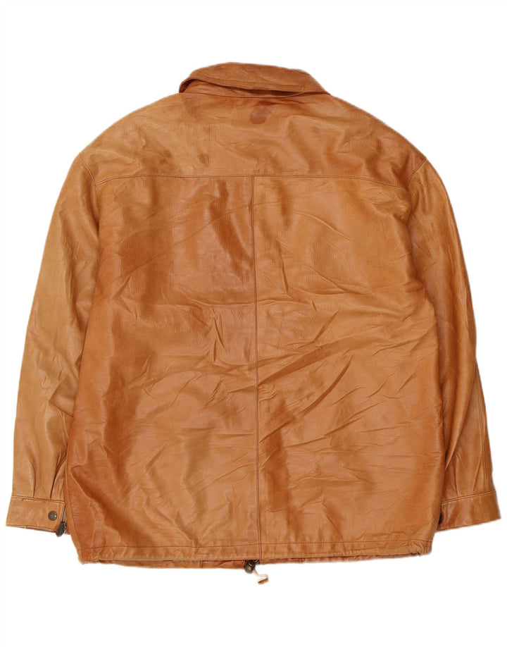 Vintage Mens Leather Jacket UK 38 Medium Beige Leather