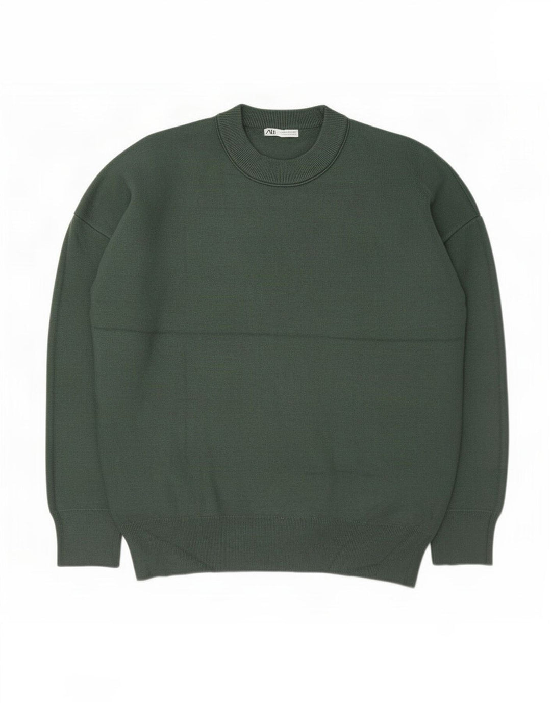 Zara Mens Crew Neck Jumper Sweater Medium Green Viscose