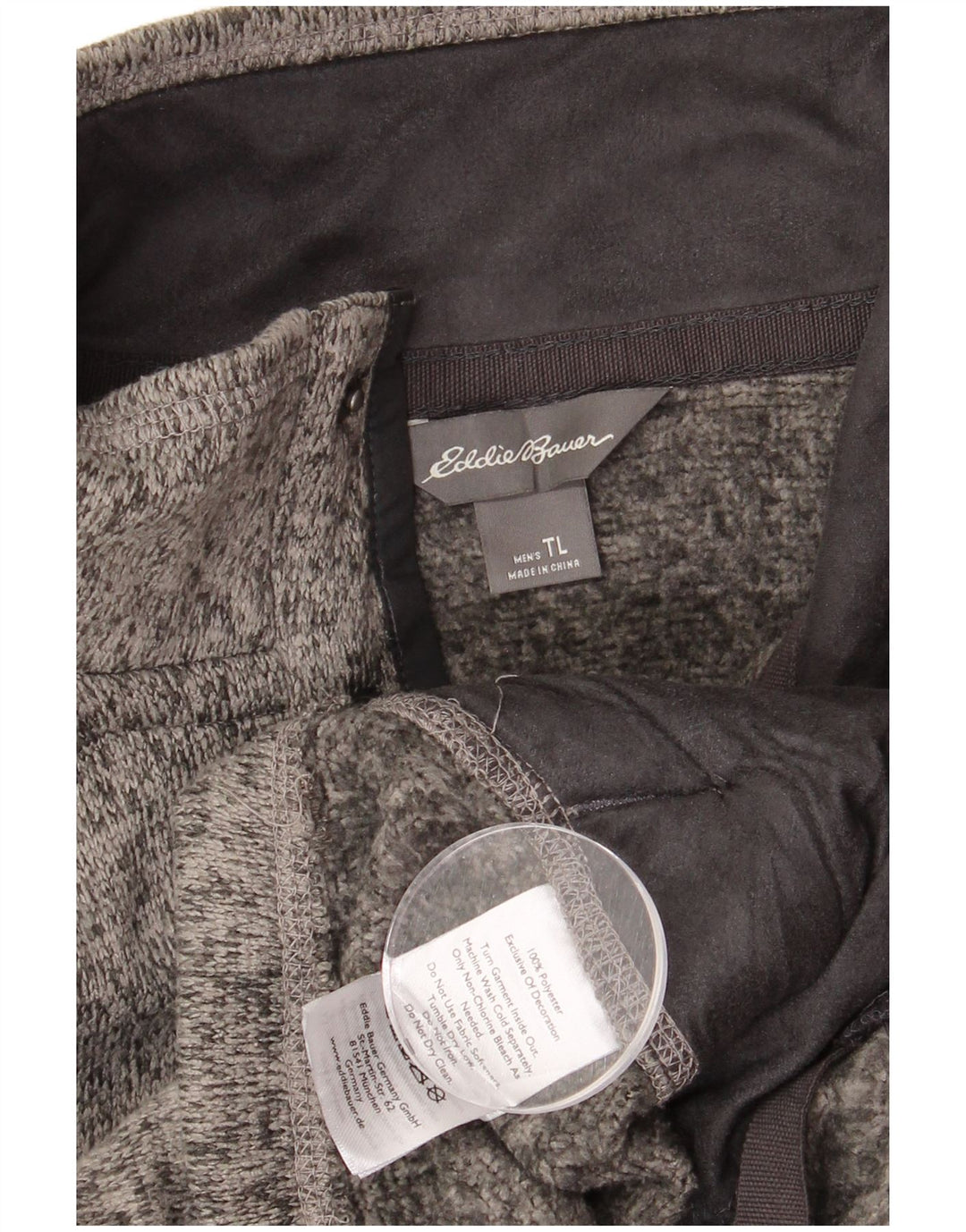 Eddie Bauer Mens Tall Button Neck Jumper Sweater Large Grey Flecked