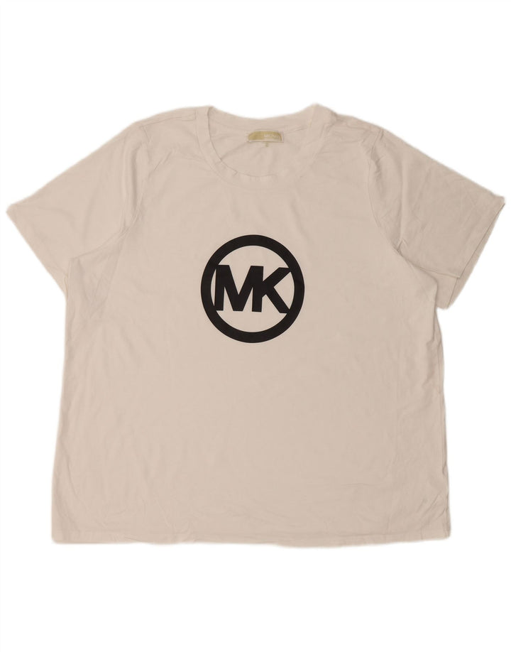 MICHAEL KORS Mens Graphic T-Shirt Top XL White Cotton