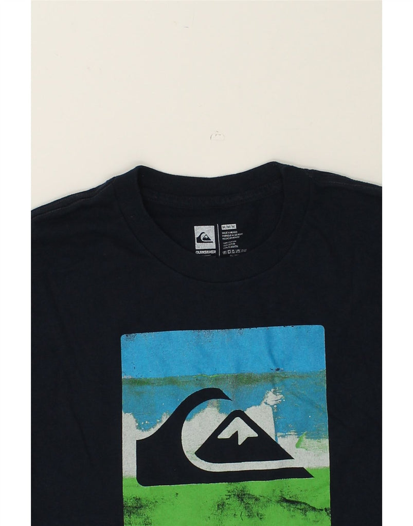 QUIKSILVER Womens Graphic T-Shirt Top UK 12 Medium Navy Blue Cotton | Vintage Quiksilver | Thrift | Second-Hand Quiksilver | Used Clothing | Messina Hembry 