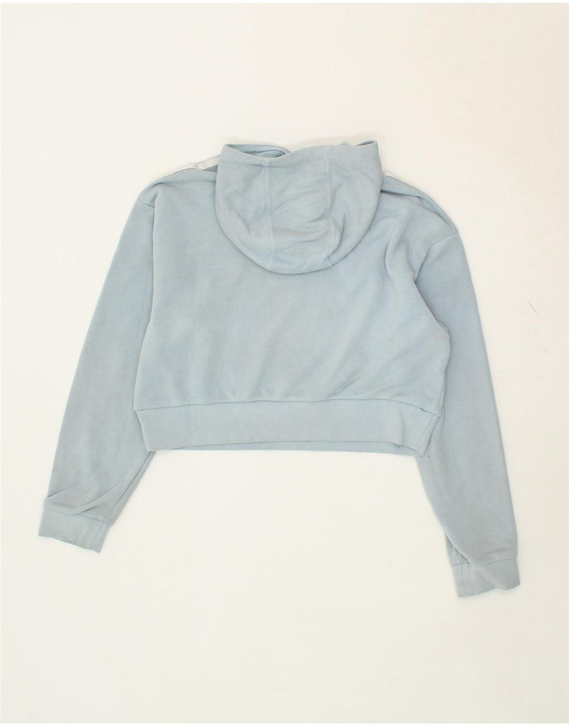 ADIDAS Boys Crop Graphic Hoodie Jumper 11-12 Years Blue Cotton Vintage Adidas and Second-Hand Adidas from Messina Hembry 
