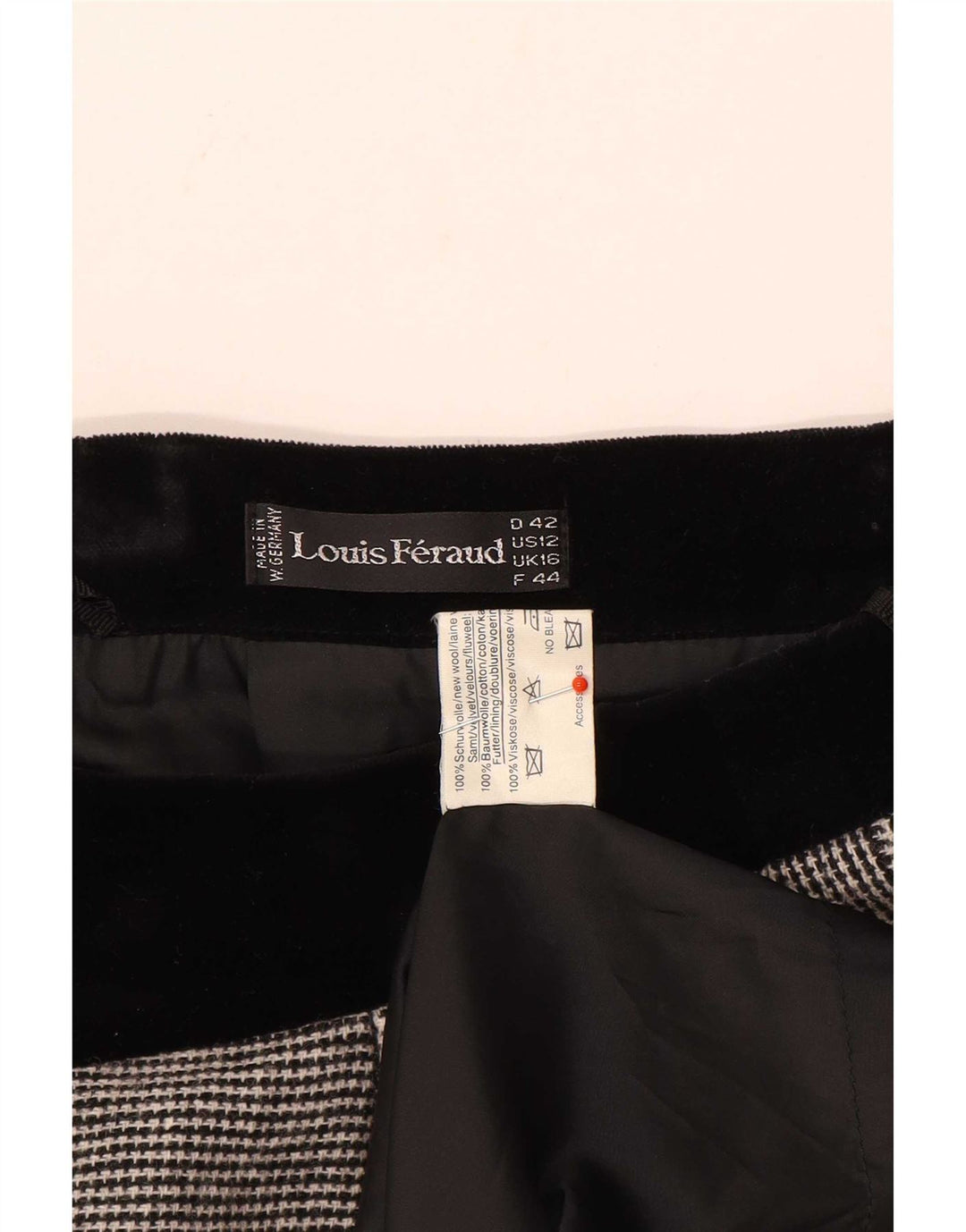 Louis Feraud Womens Midi Skirt UK 16 Large W30 Grey Houndstooth Wool