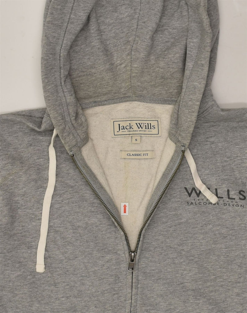 JACK WILLS Mens Classic Fit Zip Hoodie Sweater Small Grey Cotton | Vintage Jack Wills | Thrift | Second-Hand Jack Wills | Used Clothing | Messina Hembry 