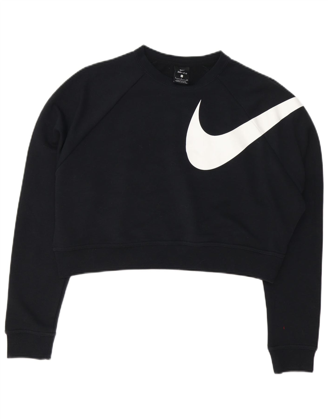 NIKE Womens Oversized Crop Graphic Sweatshirt Jumper UK 10 Small Black
