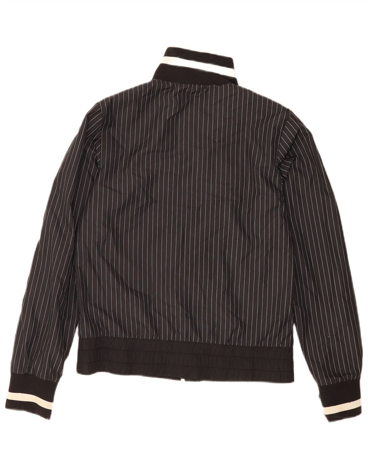 Nike Womens Tracksuit Top Jacket UK 10/12 Medium Black Pinstripe Polyester