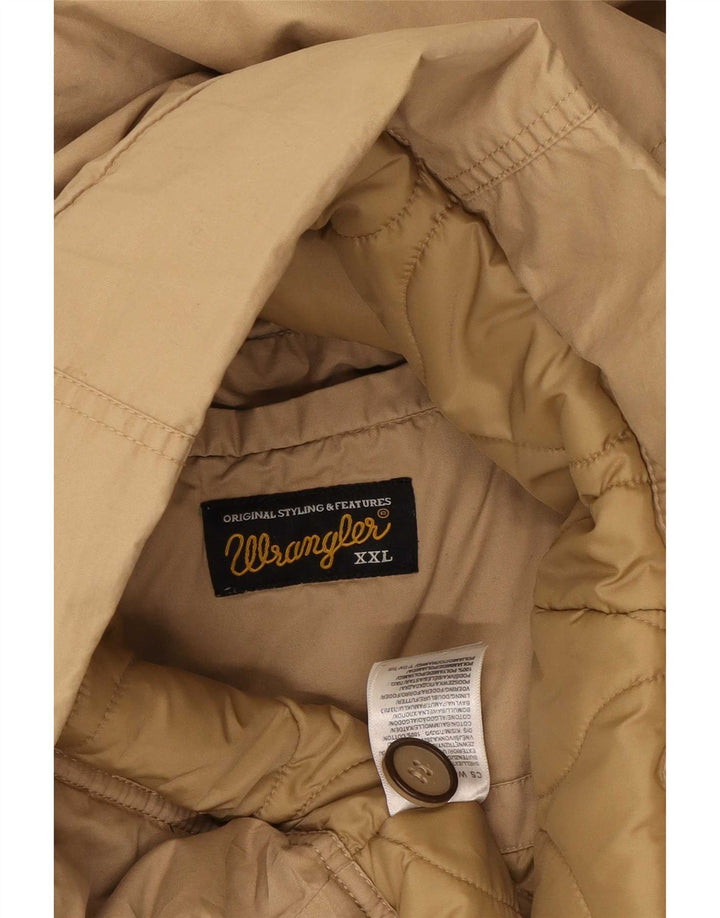 Wrangler Mens Hooded Parka Jacket UK 44 2XL Beige Polyamide