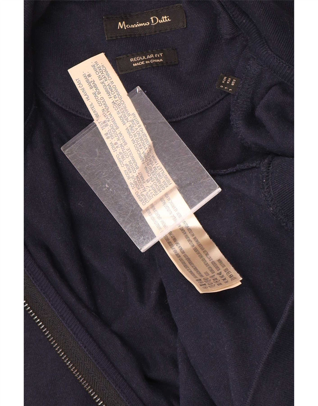 Massimo Dutti Mens Regular Fit Tracksuit Top Jacket Large Navy Blue Cotton