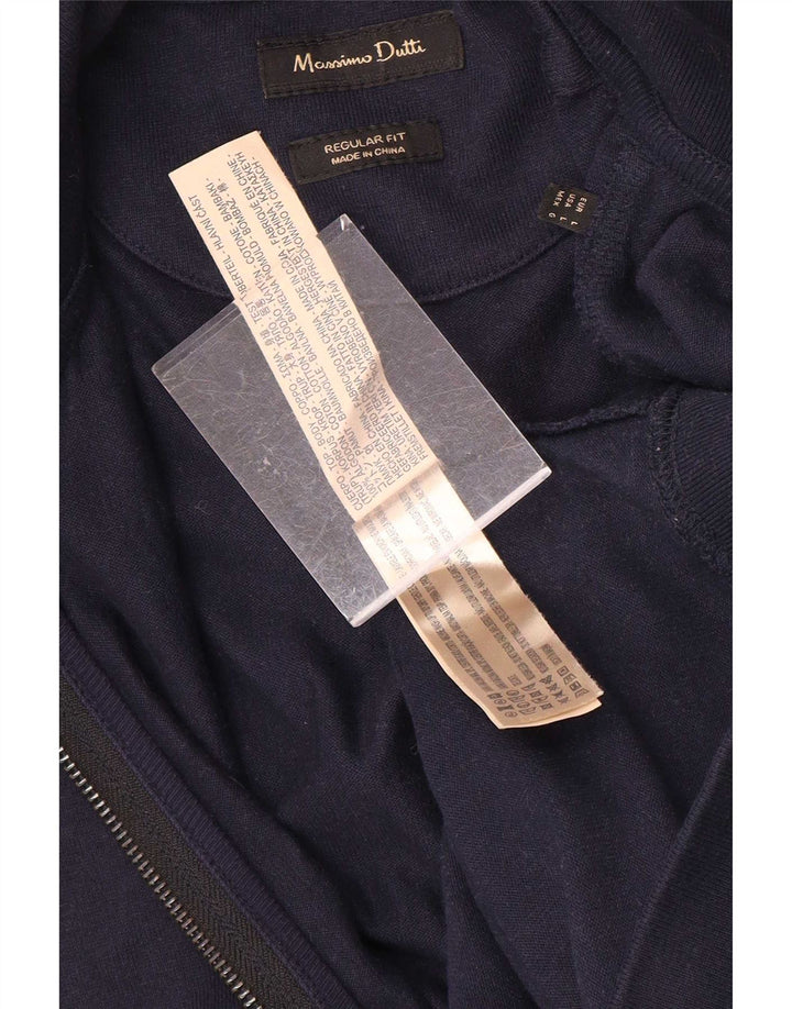 Massimo Dutti Mens Regular Fit Tracksuit Top Jacket Large Navy Blue Cotton