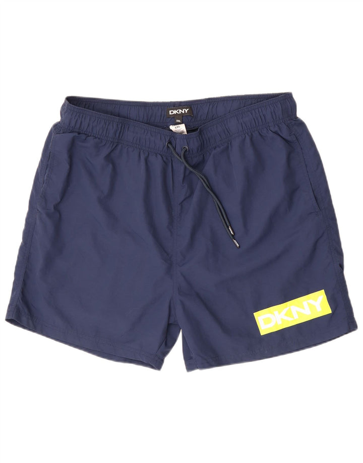 Dkny Mens Graphic Swimming Shorts 2XL  Navy Blue Polyamide