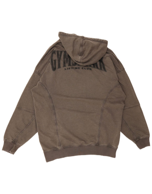 GYMSHARK Mens Graphic Hoodie Jumper Large Grey Cotton