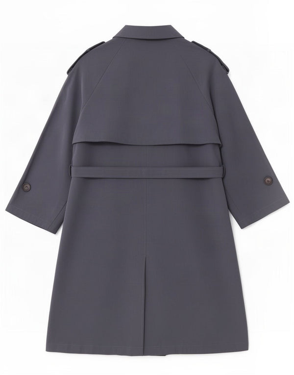 Zara Womens 3/4 Sleeve Oversized Trench Coat UK 10 Small Grey