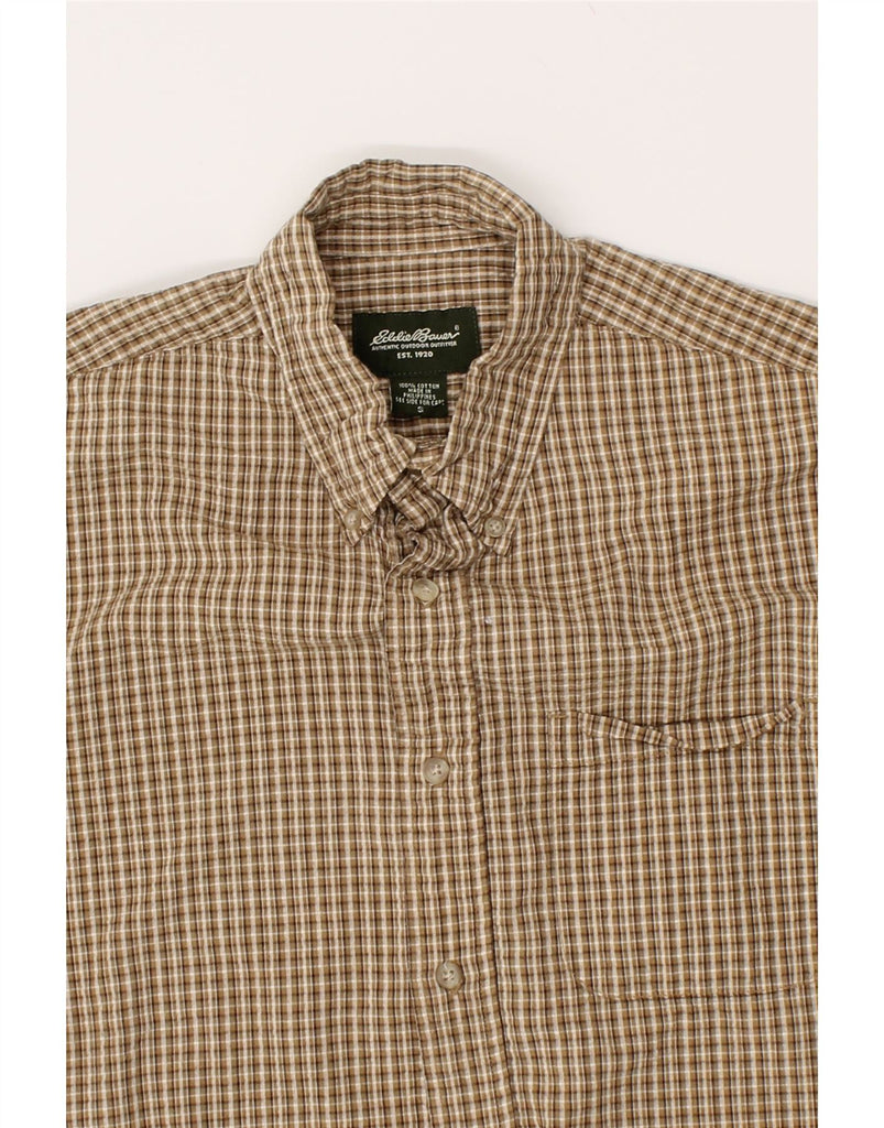 EDDIE BAUER Mens Short Sleeve Shirt Small Brown Check Cotton | Vintage Eddie Bauer | Thrift | Second-Hand Eddie Bauer | Used Clothing | Messina Hembry 
