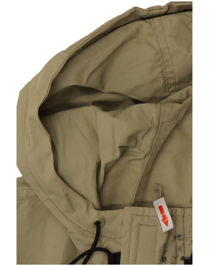 CAT Mens Hooded Anorak Jacket UK 40 Large Khaki Cotton